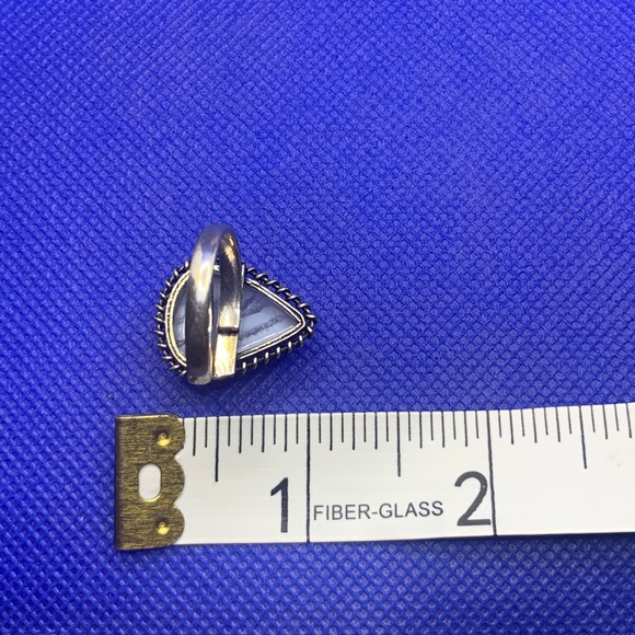 Comfort Curl ADJUSTABLE Dainty Genuine Blue Lace Agate Ring! .925 Silver Overlay - Picture 15 of 15